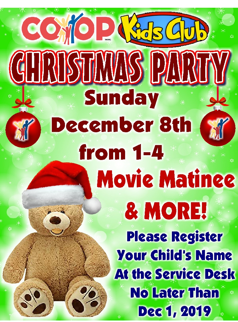 Kids Club Christmas Party Dec 8 Fredericton Coop