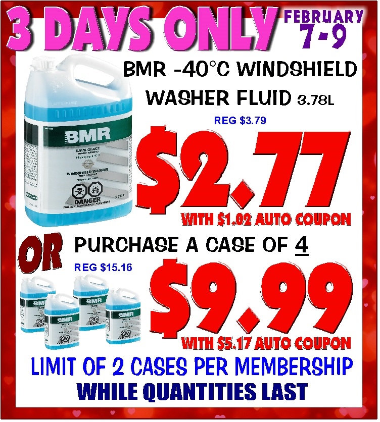 3 Days Only Feb 79 Windshield Washer Fluid Fredericton Coop
